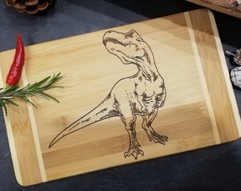 Frühstücksbrettchen DINO Dinosaurier Wunschbeschriftung Holzbrett Brett 22x12cm