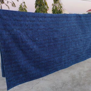 Handgemachte blau indigo gefärbte Baumwolle Handgedruck Baumwolle Kantha , vintage Tagesdecke, Queen Kantha, Weihnachtsgeschenke