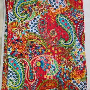 Red Paisley Hand Printed indian cotton vintage kantha throw quilt, indian bedspread, reversible blanket, receving kantha, jaipuri kantha