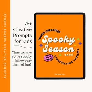 Kids Spooky Season Storytelling Prompts | Writing Prompts for Kids | Kids Activities | Printable Workbook | Drawing and Coloring Pages
