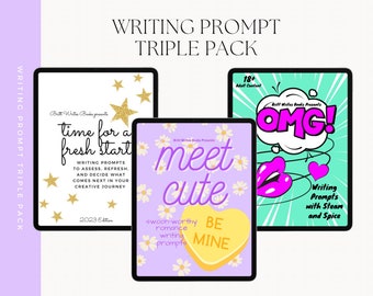 Writing Prompt Triple Pack | Meet Cute Romance Writing Prompts + OMG! Writing Prompts with Steam and Spice + Fresh Start Prompts for Writers