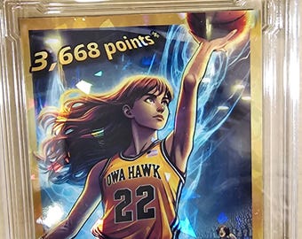 Caitlin Clark Cracked ice Custom Card slabbed in a clear slab, hand made by the Artist