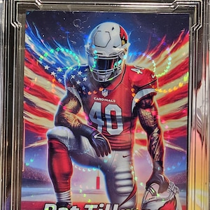 Pat Tillman laser Swirl tributo Tarjeta personalizada Edición limitada ACEO