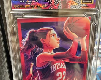 Caitlin Clark Cracked ice Custom Card slabbed in a clear slab, hand made by the Artist