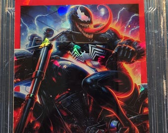 VENOM  cracked ice  Custom Card slabbed in a clear slab ,hand made by the Artist