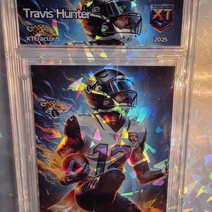 Carte personnalisée Travis Hunter Cracked Ice faite à la main par l'artiste