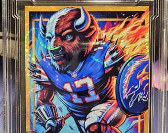 Buffalo bills "Josh Allen Buffalo head" Gold Border