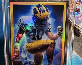 Tom Brady Michigan Retro Tribute Art card Cracked Ice Custom card hand made by the Artist