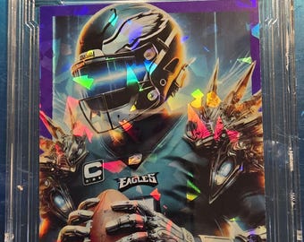 Jalen Hurts Cracked Ice Tarjeta personalizada hecha a mano por el artista