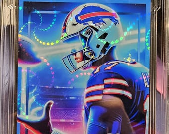 Josh Allen Buffalo bills Alien Invasion Blue border