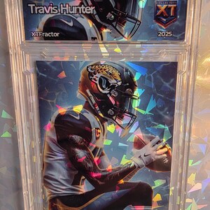 Carte personnalisée Travis Hunter Cracked Ice faite à la main par l'artiste