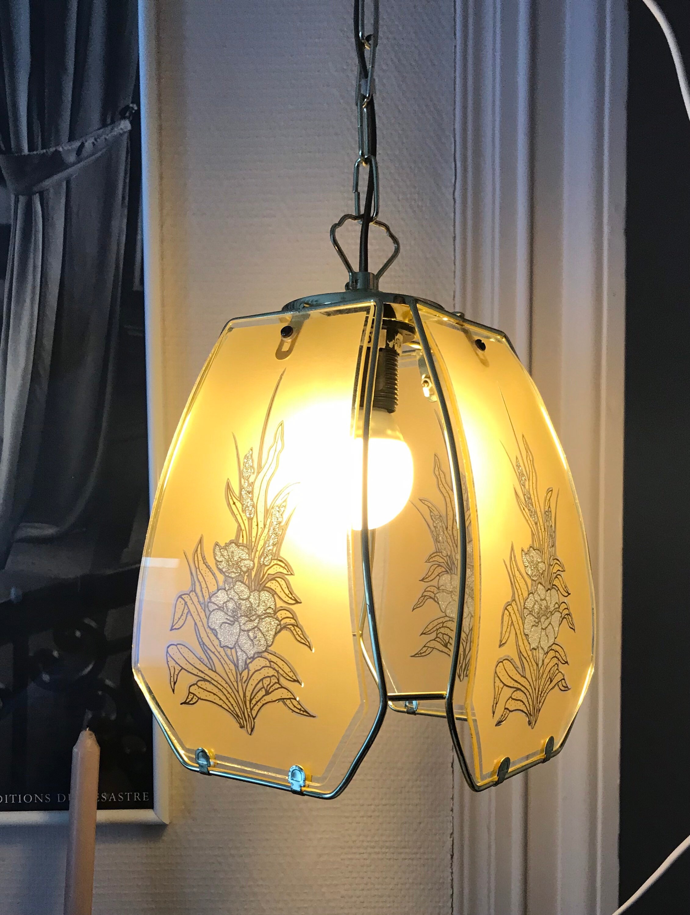 Suspension Art Déco Faces Verre