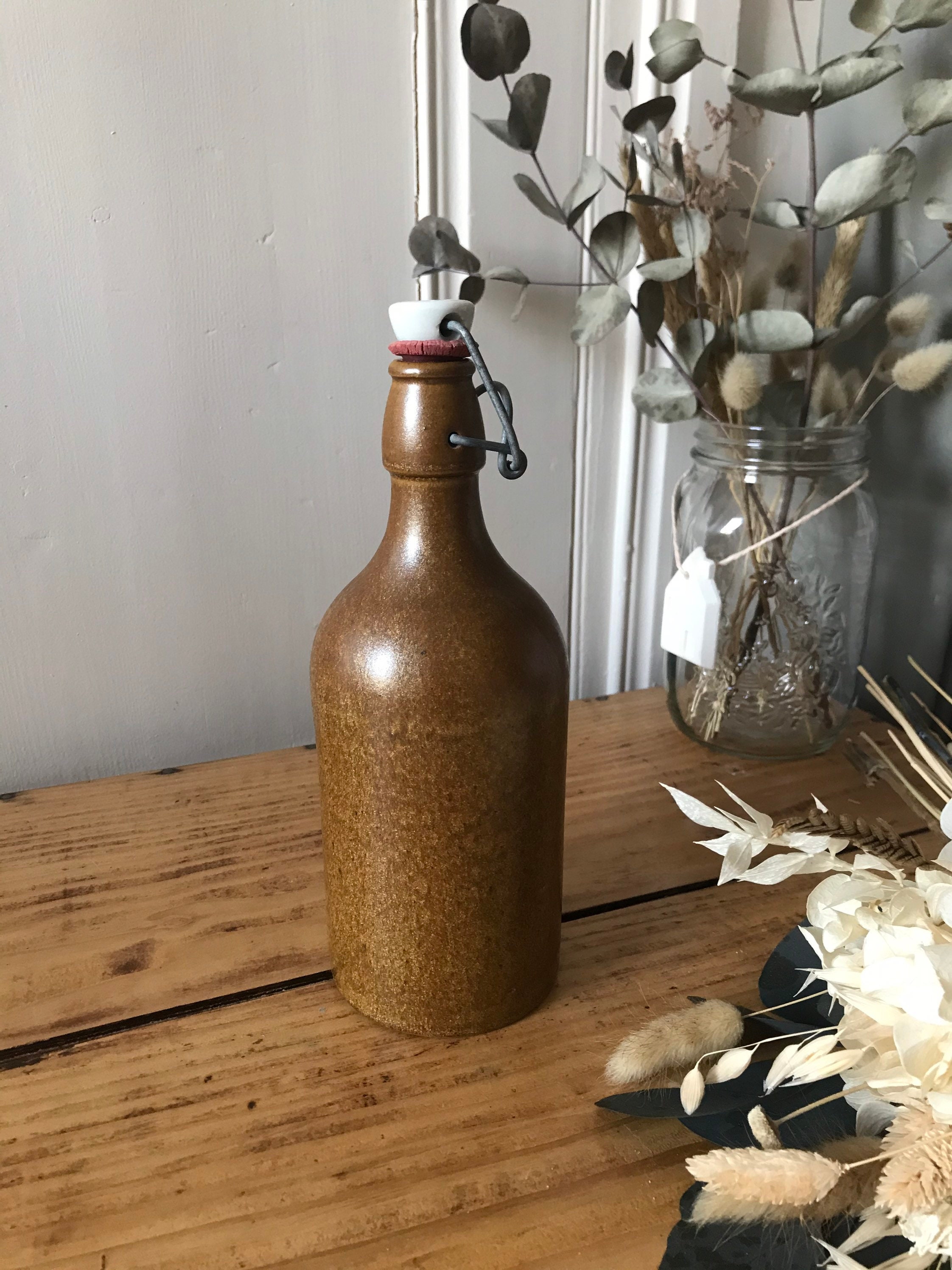 Bouteille Grès Émaillé Vintage