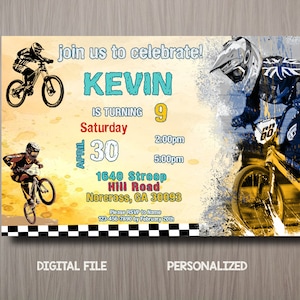 Invitation d’anniversaire de vélo BMX, invitation BMX, invitation à une fête BMX, invitation numérique Bmx, invitation à une fête de vélo de montagne, fête d’anniversaire à vélo