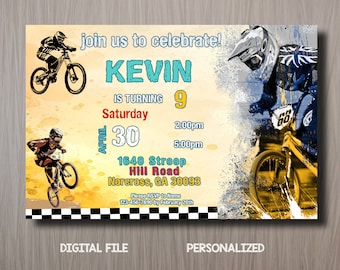 BMX Bike Birthday Invitation: Mountain Bike Party (Digital File)