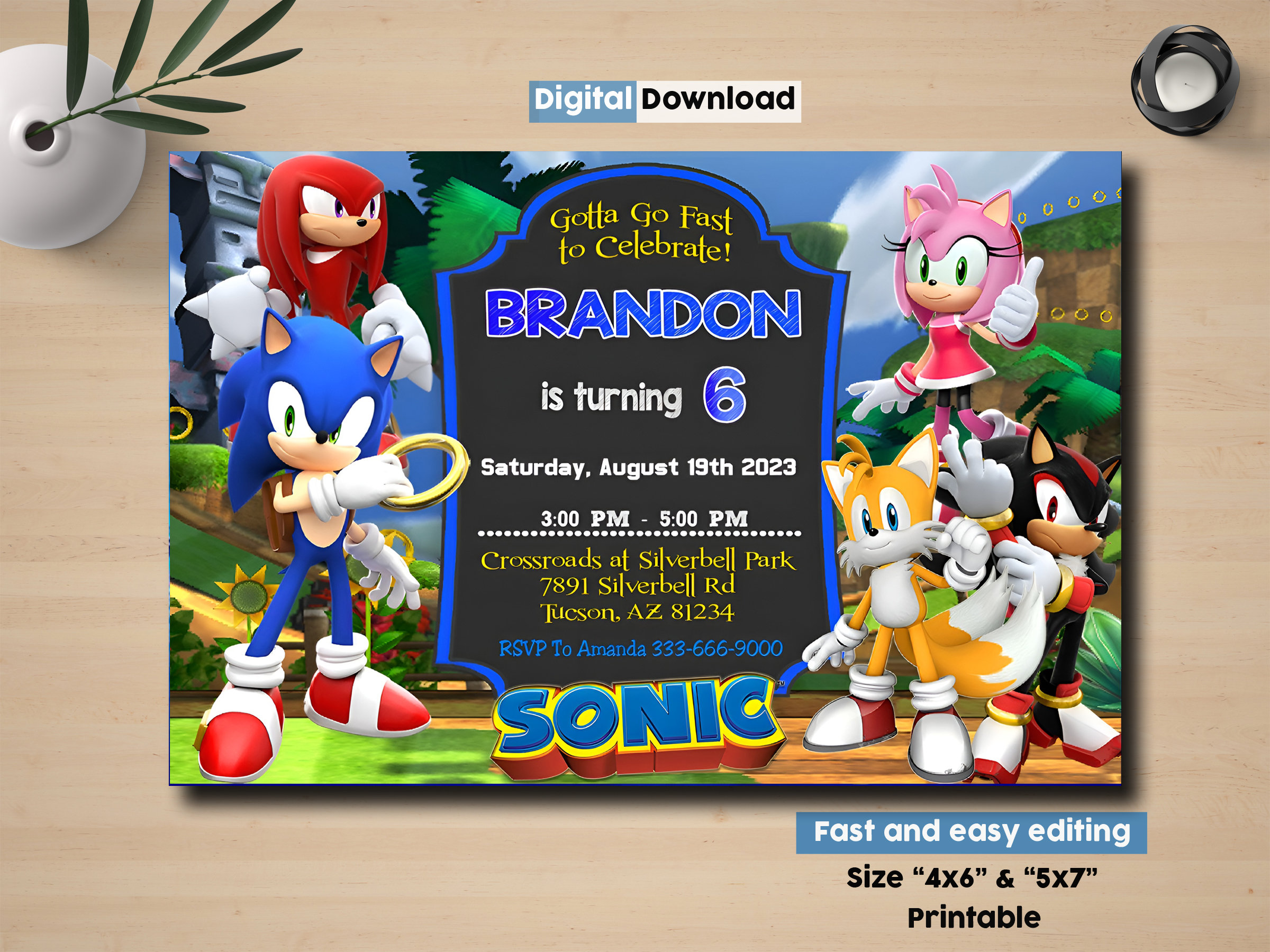 Sonic Birthday Invitation Sonic Invitation Sonic pic