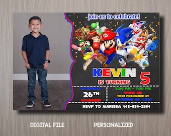 Sonic & Mario Birthday Invitation: Dual Theme Invite (Digital Download)
