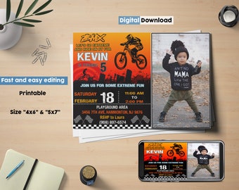 BMX Bike Birthday Invitation: Extreme Sports Party (Digital Download)