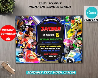 Editable Mario Kart Birthday Invitation Template (Digital Download)