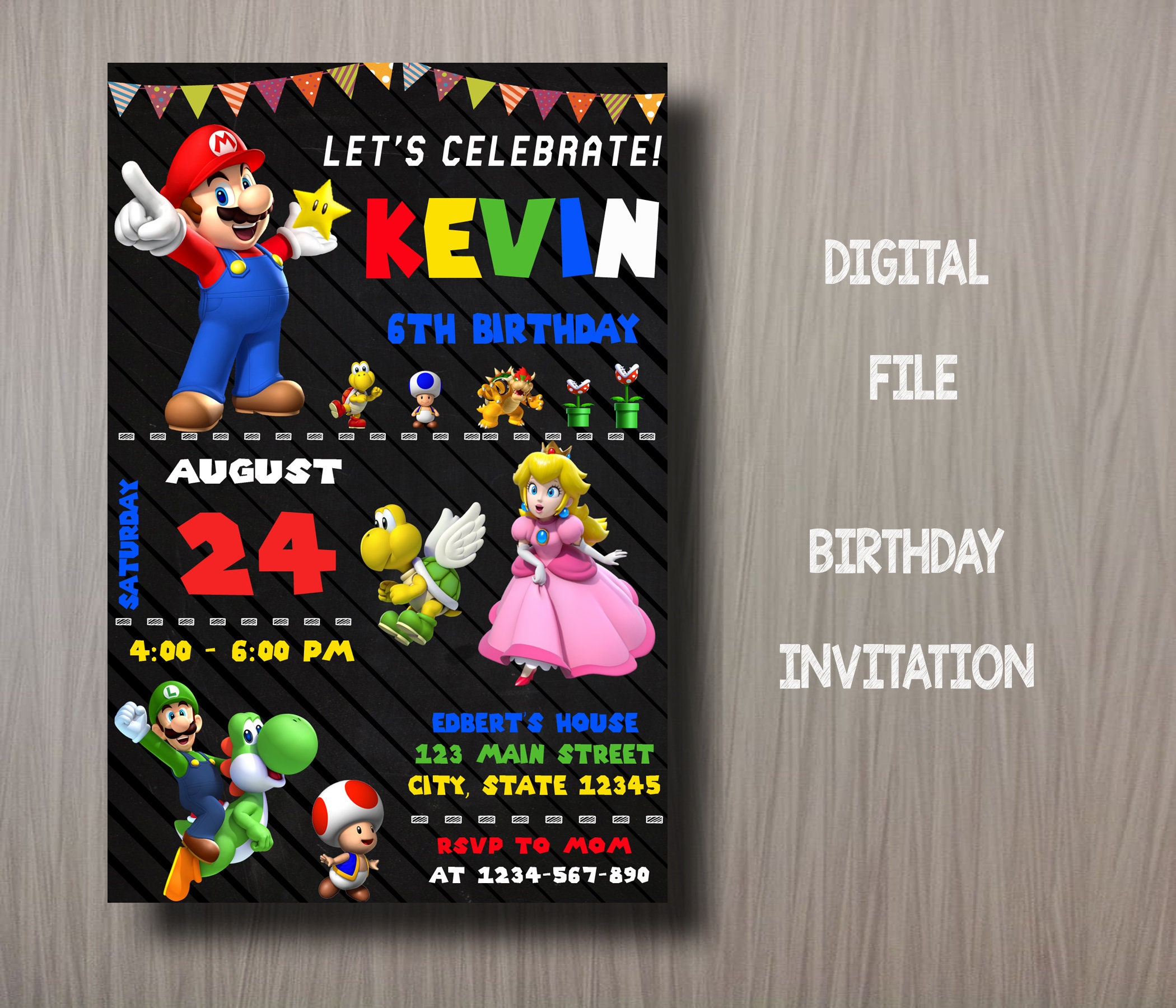 Entre no site e confirme sua presença!  Super mario bros party ideas, Arte  de super mario, Festa de aniversário mario