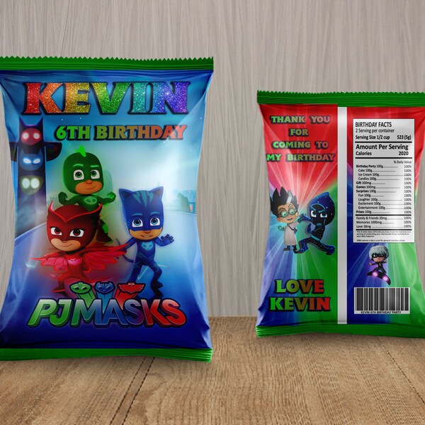 Pj masks chip bags, Pj masks birthday chip bags, Pj masks party chip bags, Pj masks chip bags labels, Pj masks favor bags, chip bags wrapper