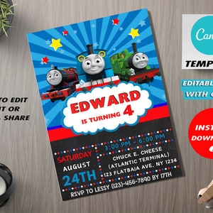 Thomas the train birthday invitation, Thomas invitation, Thomas and friends birthday party invite, Thomas the train invitation, Thomas card