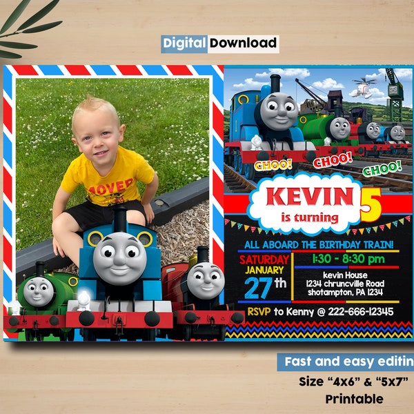 Thomas the train birthday invitation, Thomas invitation, Thomas and friends birthday party invite, Thomas the train invitation, Thomas card