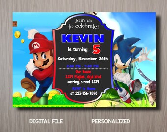 Sonic & Mario Birthday Invitation: Dual Theme (Digital File)