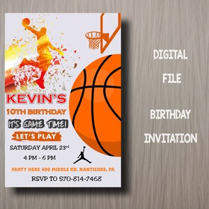 Basketball Birthday Invitation, Basketball Invitation, Basketball Party Card, Sports Printable Invitation, Sports Theme Party, Digital File