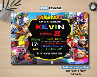 Mario Kart Birthday Invitation: Custom Party (Digital Download)