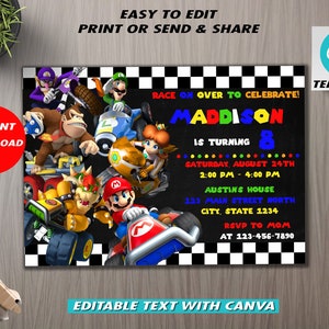 Mario Kart Birthday Invitation: Kids Party Theme (Digital Invite)