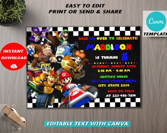 Mario Kart Birthday Invitation: Kids Party Theme (Digital Invite)