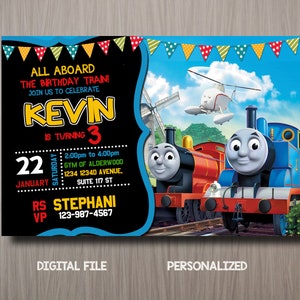 Thomas the train birthday invitation, Thomas invitation, Thomas and friends birthday party invite, Thomas the train invitation, Thomas card