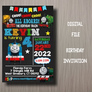 Thomas the train birthday invitation, Thomas invitation, Thomas and friends birthday party invite, Thomas the train invitation, Thomas card