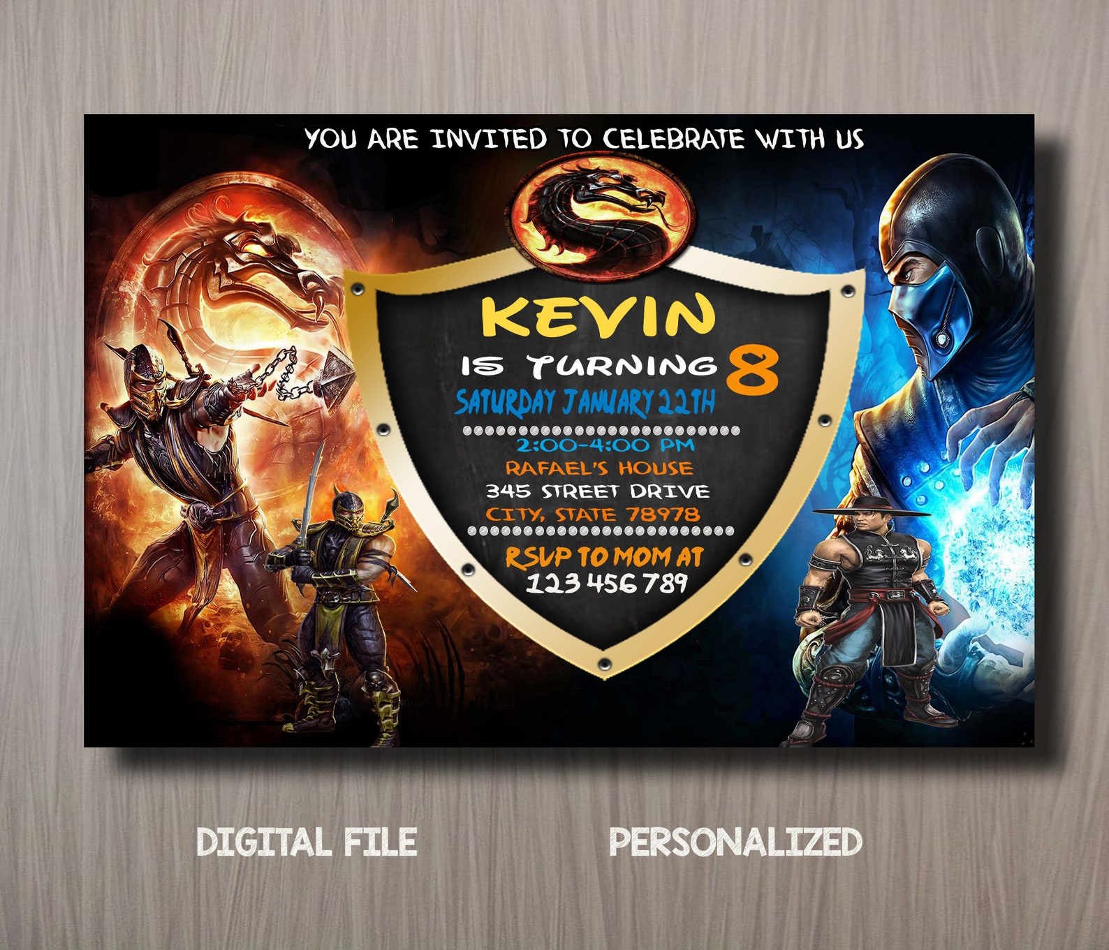 Mortal Kombat Birthday Invitation Mortal Kombat Invitation Etsy