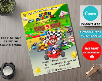 Editable Mario Kart Birthday Invitation Template (Digital Download)