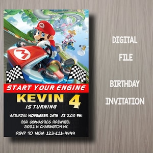 Mario Kart Geburtstagseinladung, Mario Kart Einladung, Mario Kart Party, Mario Kart Digitale Einladung, Mario Kart Drive by Birthday Parade