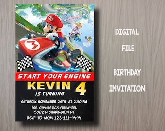 Mario Kart Birthday Invitation: Custom Party (Digital File)