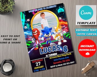 Sonic Birthday Invitation Template: Editable Party Invite (Digital)