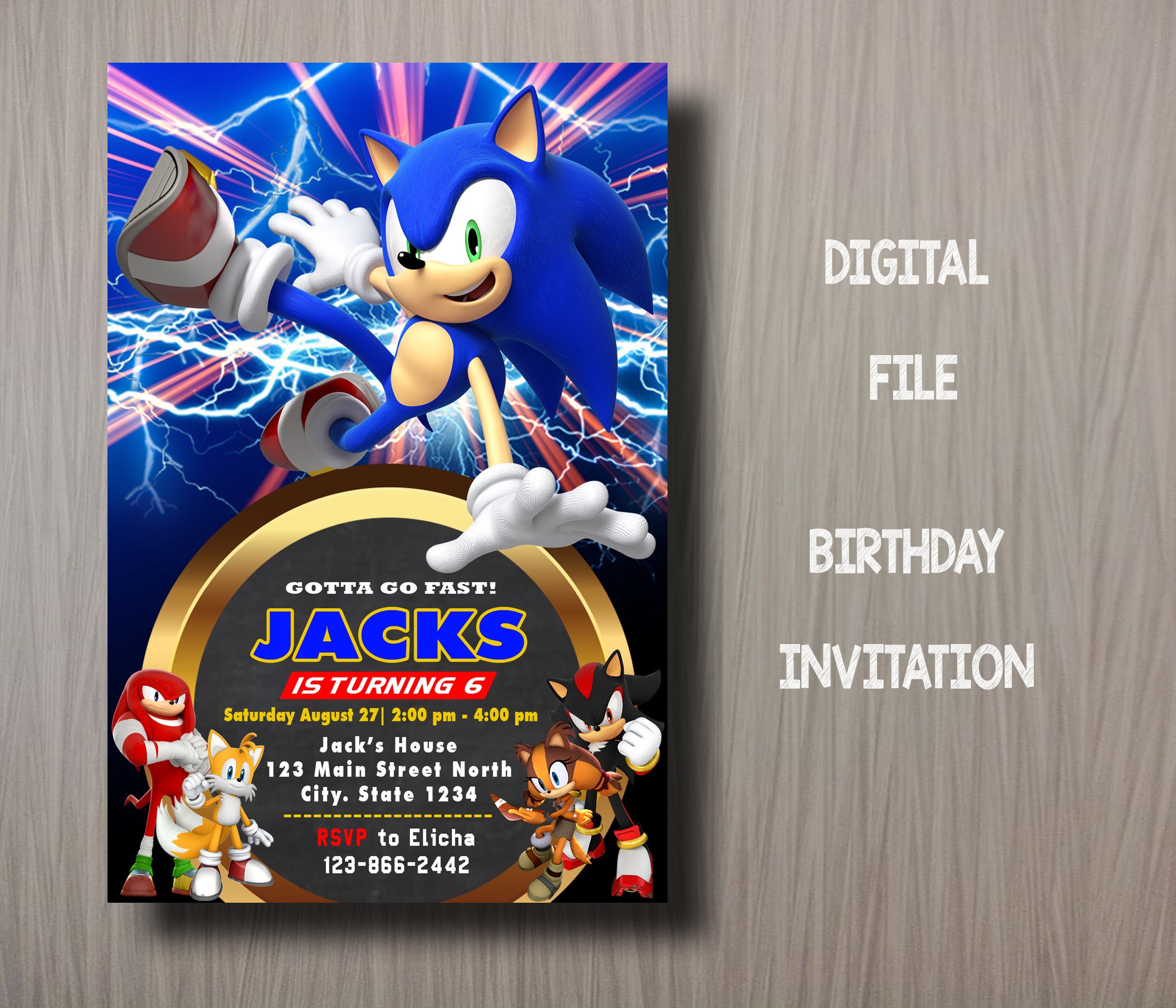 Sonic The Hedgehog 2 Speedy Personalized Kids Children's Christmas Card