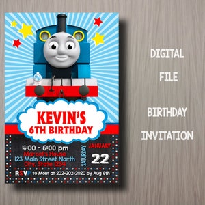 Invitación de cumpleaños de Thomas el tren, Invitación de Thomas, Invitación a la fiesta de cumpleaños de Thomas y amigos, Invitación de Thomas el tren, Tarjeta de Thomas