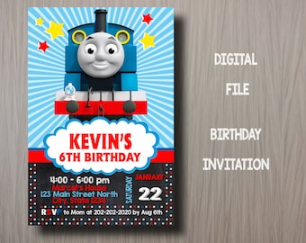 Thomas de trein verjaardagsuitnodiging, Thomas uitnodiging, Thomas en vrienden verjaardagsfeest uitnodigen, Thomas de trein uitnodiging, Thomas kaart