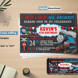 Thomas the train birthday invitation, Thomas invitation, Thomas and friends birthday party invite, Thomas the train invitation, Thomas card