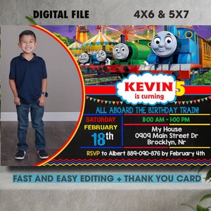 Train Birthday Invitation, Train Party Invite, Train Invitations, The Train Digital Invitation, Greeting Card, Birthday Card,  Digital File
