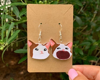 Cat Meme/Pop Cat/Cute Cat/ Earrings Polymer Clay Handmade | Hypoallergenic | Lightweight