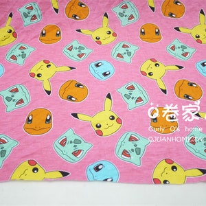 Cute Japanese Fabric, Pikachu Fabric, Korea Anime Fabric, 100% Cotton Fabric, Cartoon Fabric, Monster Fabric ,Sewing by the 1/2 yard