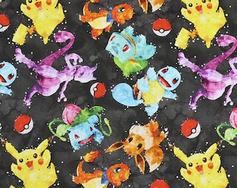 Cute Japanese Fabric, Pikachu Fabric, Korea Anime Fabric, 100% Cotton Fabric, Cartoon Fabric, Monster Fabric ,Sewing by the 1/2 yard