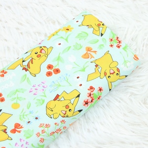 Słodka japońska tkanina, tkanina Pikachu, koreańska tkanina anime, 100% bawełniana tkanina, tkanina z kreskówek, tkanina Monster, szycie na 1/2 jarda
