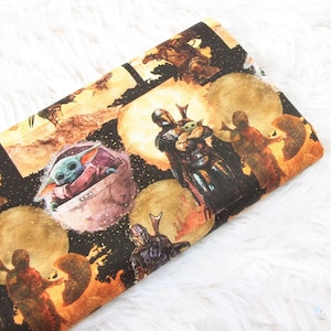 Baby Yoda Stoff | Star Wars Stoff Mandalorian The Child Fabric | Grogu Stoff | Cartoon Stoff | 100% Baumwollstoff | Durch die Hälfte Yard