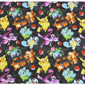 Cute Japanese Fabric, Pikachu Fabric, Korea Anime Fabric, 100% Cotton Fabric, Cartoon Fabric, Monster Fabric ,Sewing by the 1/2 yard